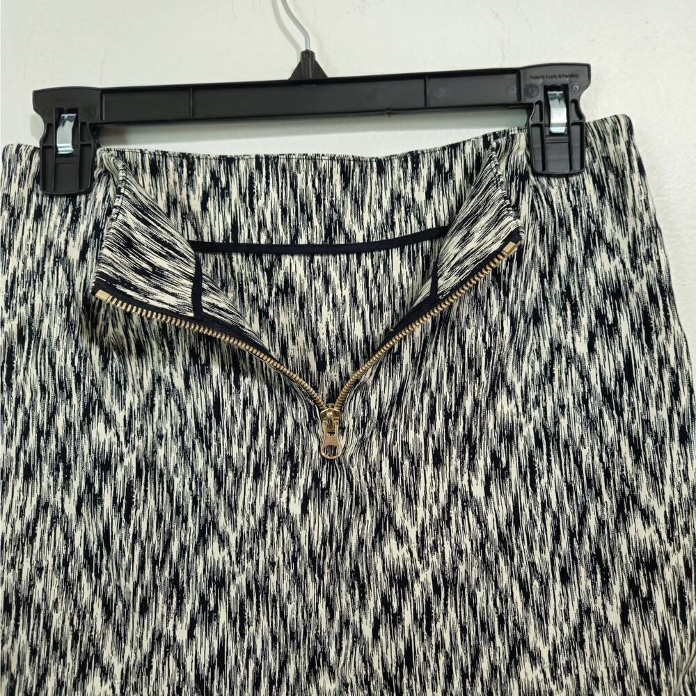 Sandro Paris Black/Cream Mini Skirt Silk Side Stripes Size Small (1) - Picture 3 of 7